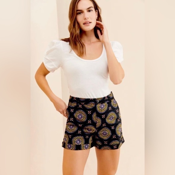 Maeve Pants - Maeve By Anthropologie Abstract City Black Motif Shorts Size 0